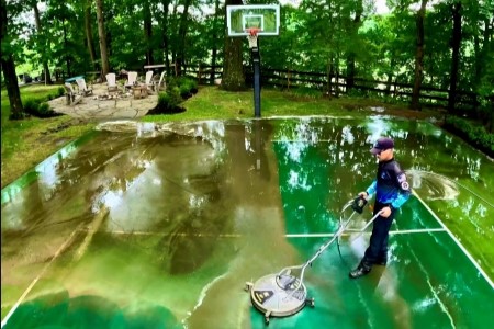 Ball court cleaning