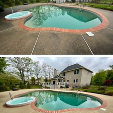 Pool deck cleaning before after